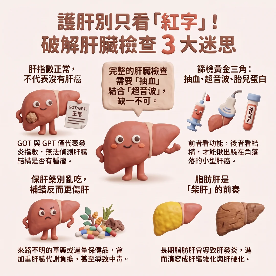 破解肝臟檢查三大迷思（圖／AI生成製圖）