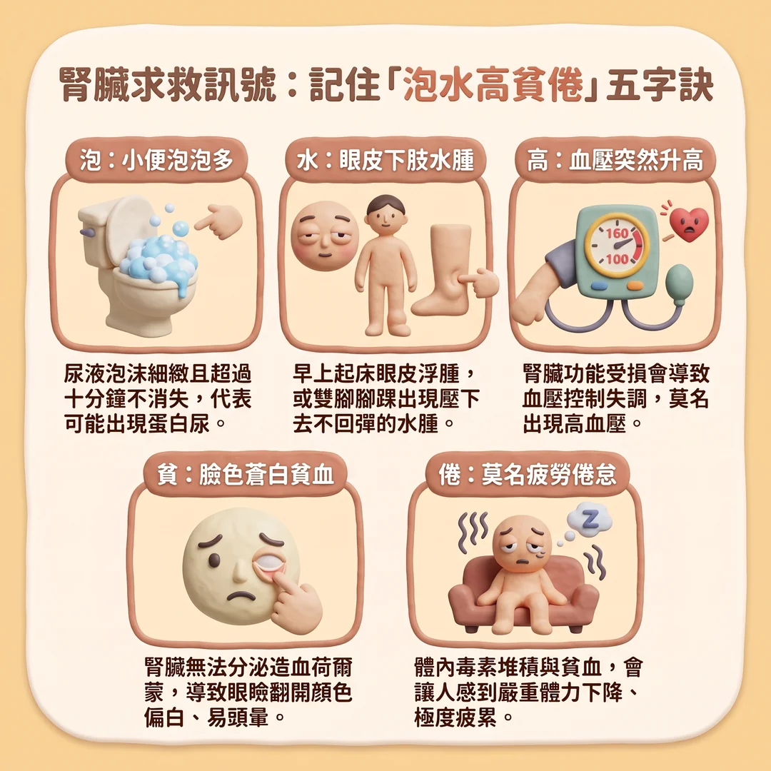 腎臟求救訊號五字訣(圖/AI生成製圖)