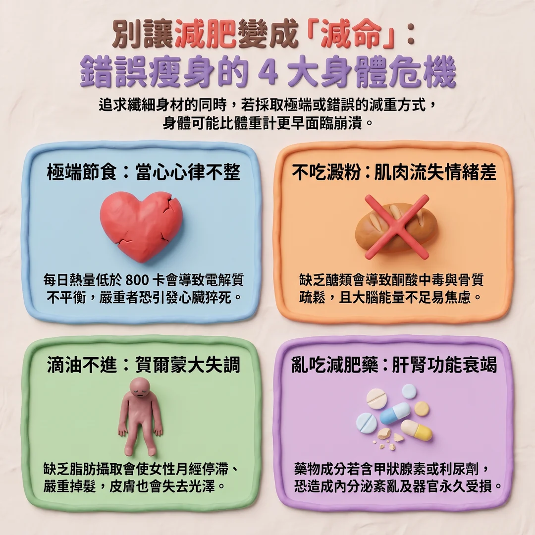 錯誤瘦身四大身體危機（圖／AI生成製圖）