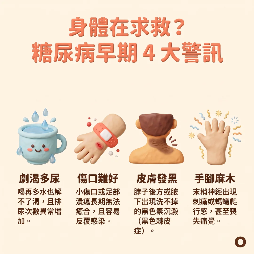 糖尿病早期四大警訊(圖/AI生成製圖)