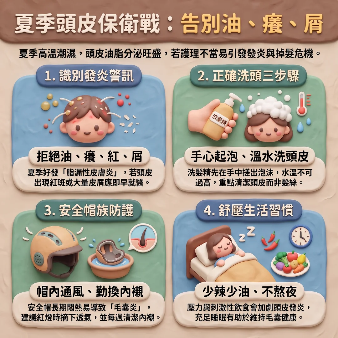 夏季頭皮護理四大要點(圖/AI生成製圖)