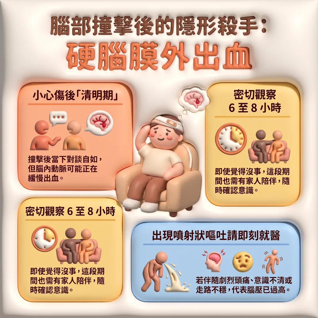 腦部撞擊後的隱形殺手(圖/AI生成製圖)