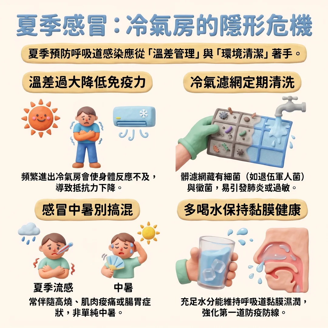 夏季感冒:冷氣房隱形危機(圖/AI生成製圖)
