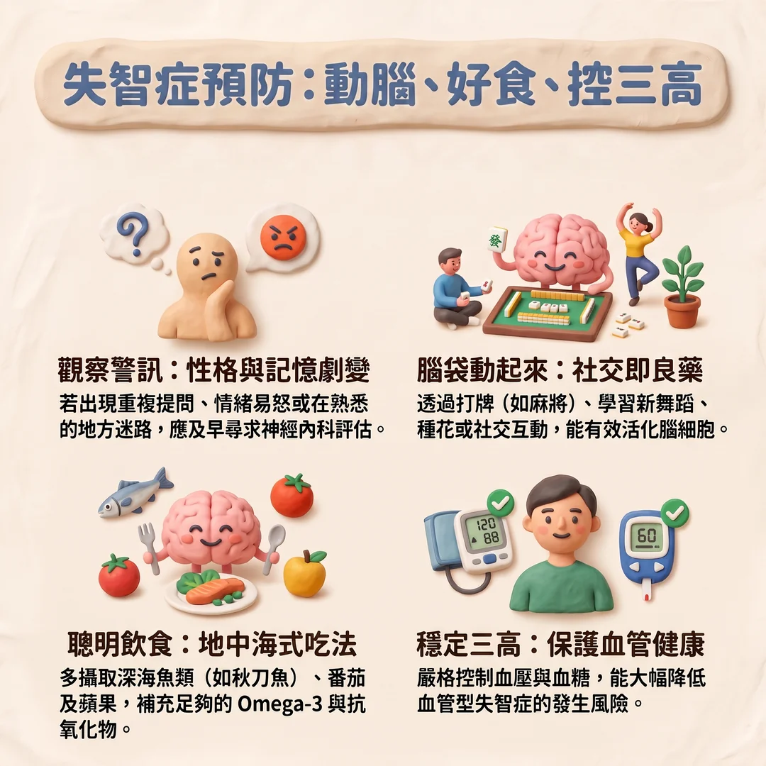 <a href='/search/tags/失智症預防/' target='_blank'>失智症預防</a>四大重點(圖/AI生成製圖)