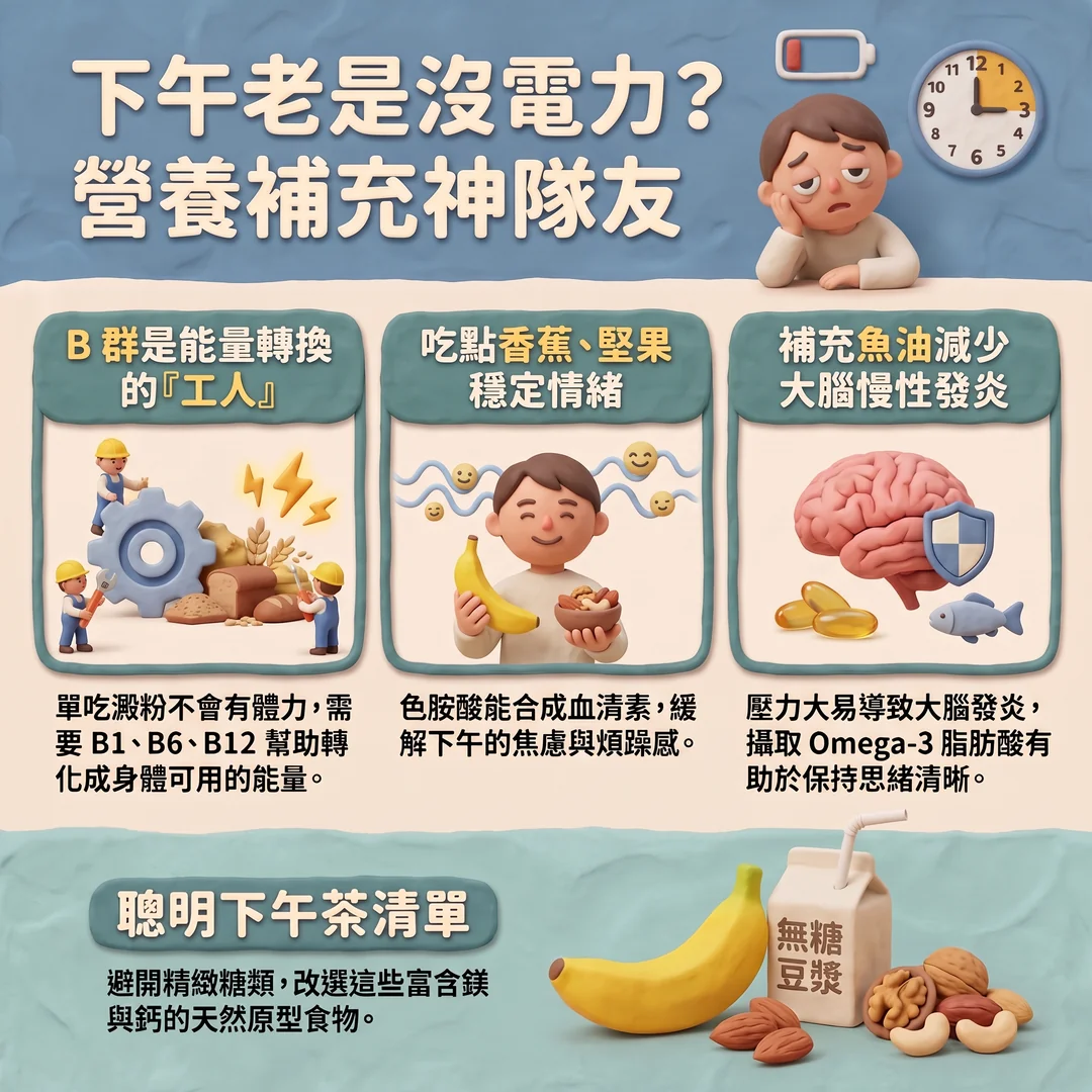 下午補充能量營養指南（圖／AI生成製圖）