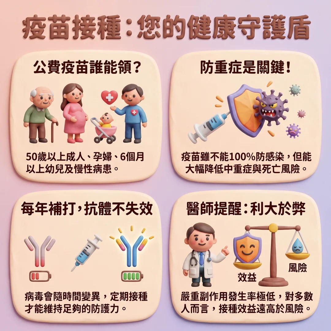 疫苗接種健康教育指南（圖／AI生成製圖）