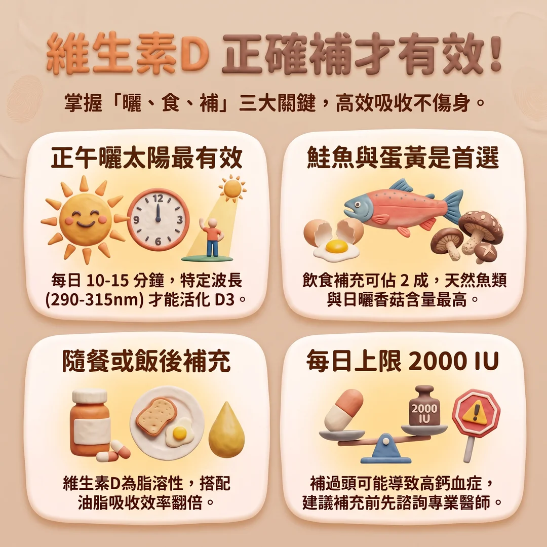 維生素D正確補充指南(圖/AI生成製圖)