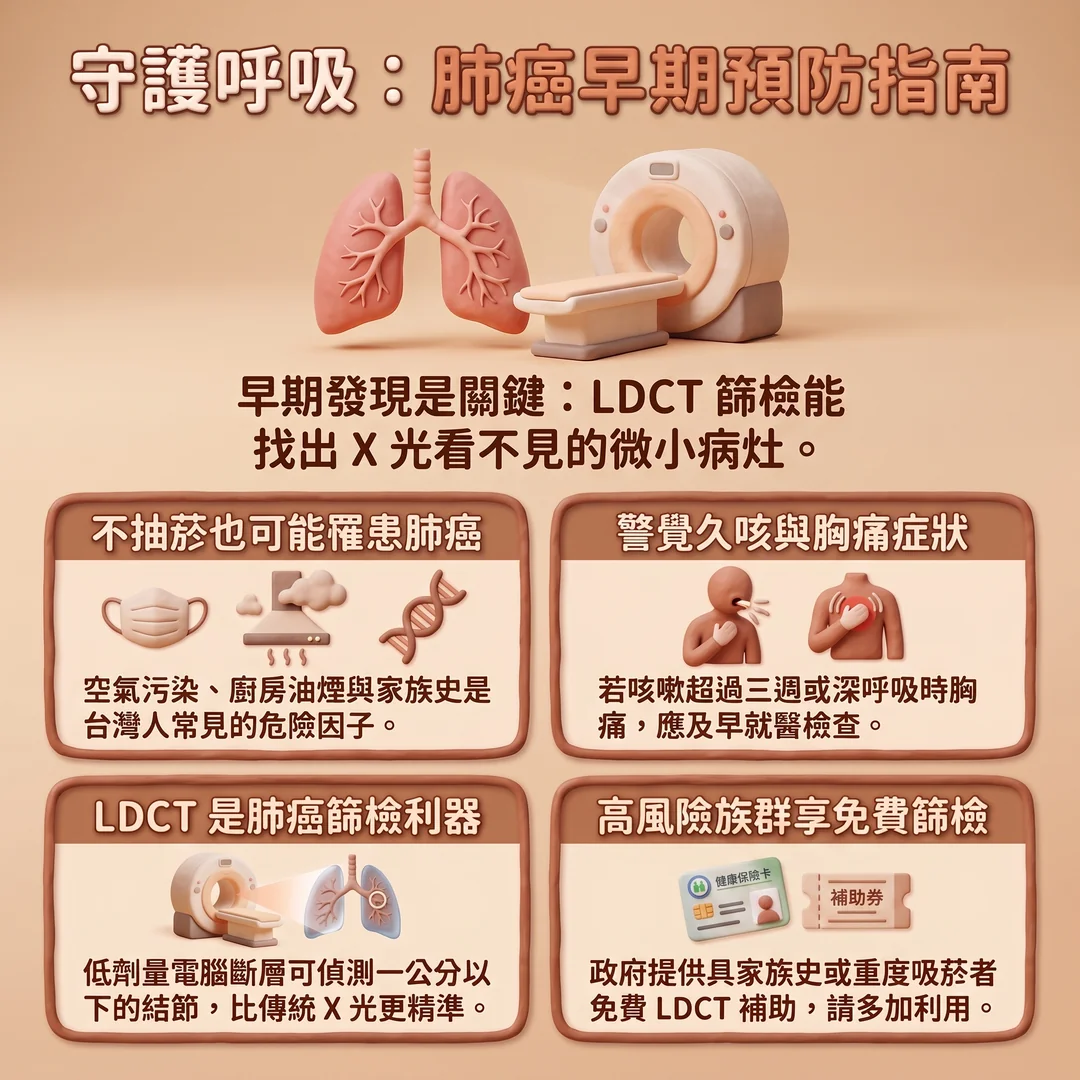 肺癌早期預防指南(圖/AI生成製圖)