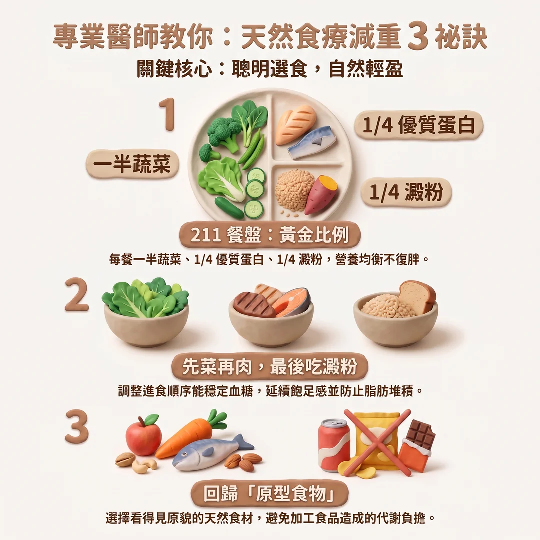 天然食療減重三大秘訣(圖/AI生成製圖)