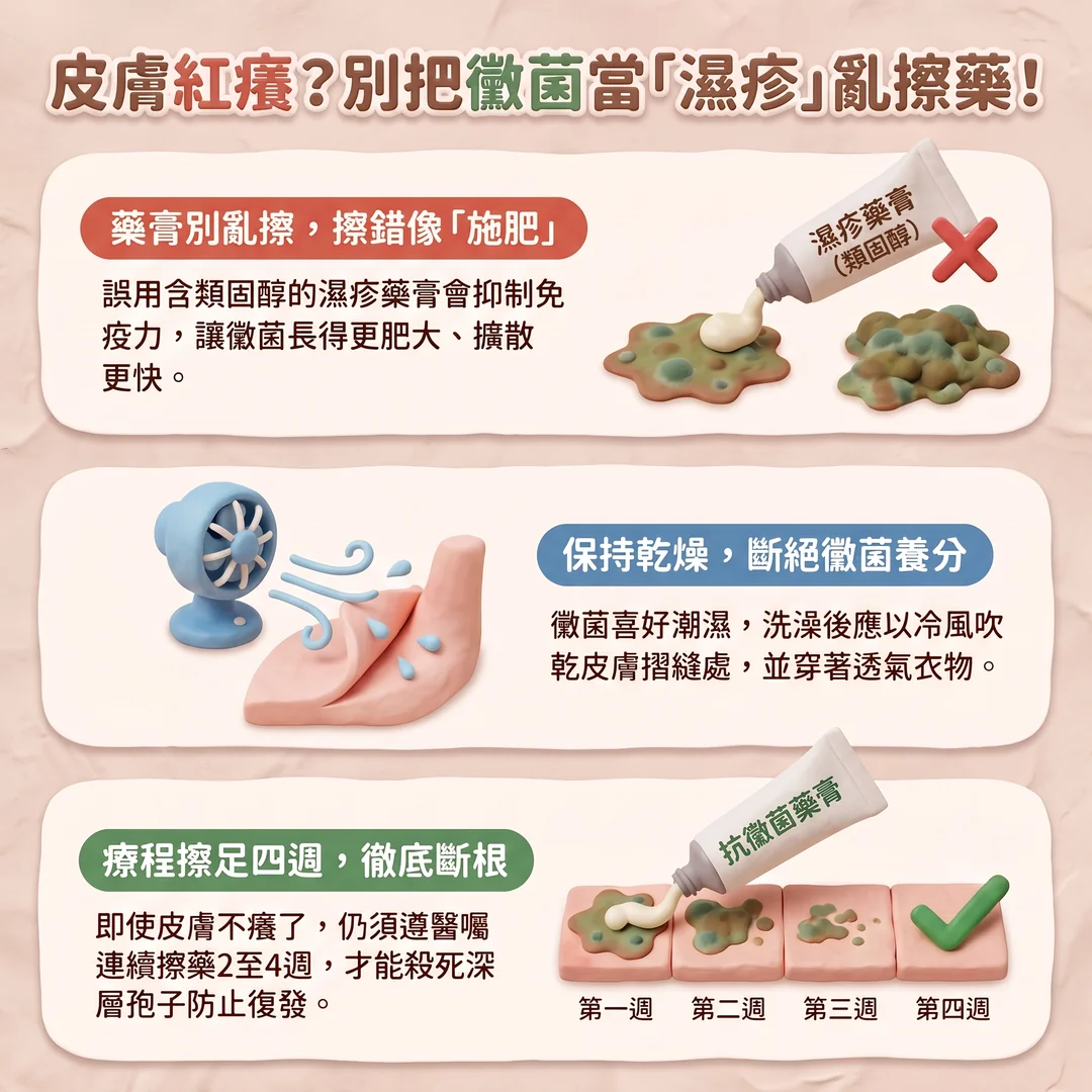 正確辨識黴菌與濕疹用藥(圖/AI生成製圖)