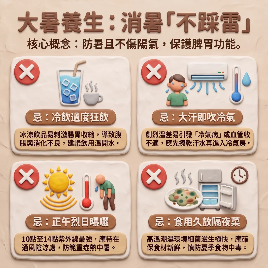大暑養生避雷指南（圖／AI生成製圖）
