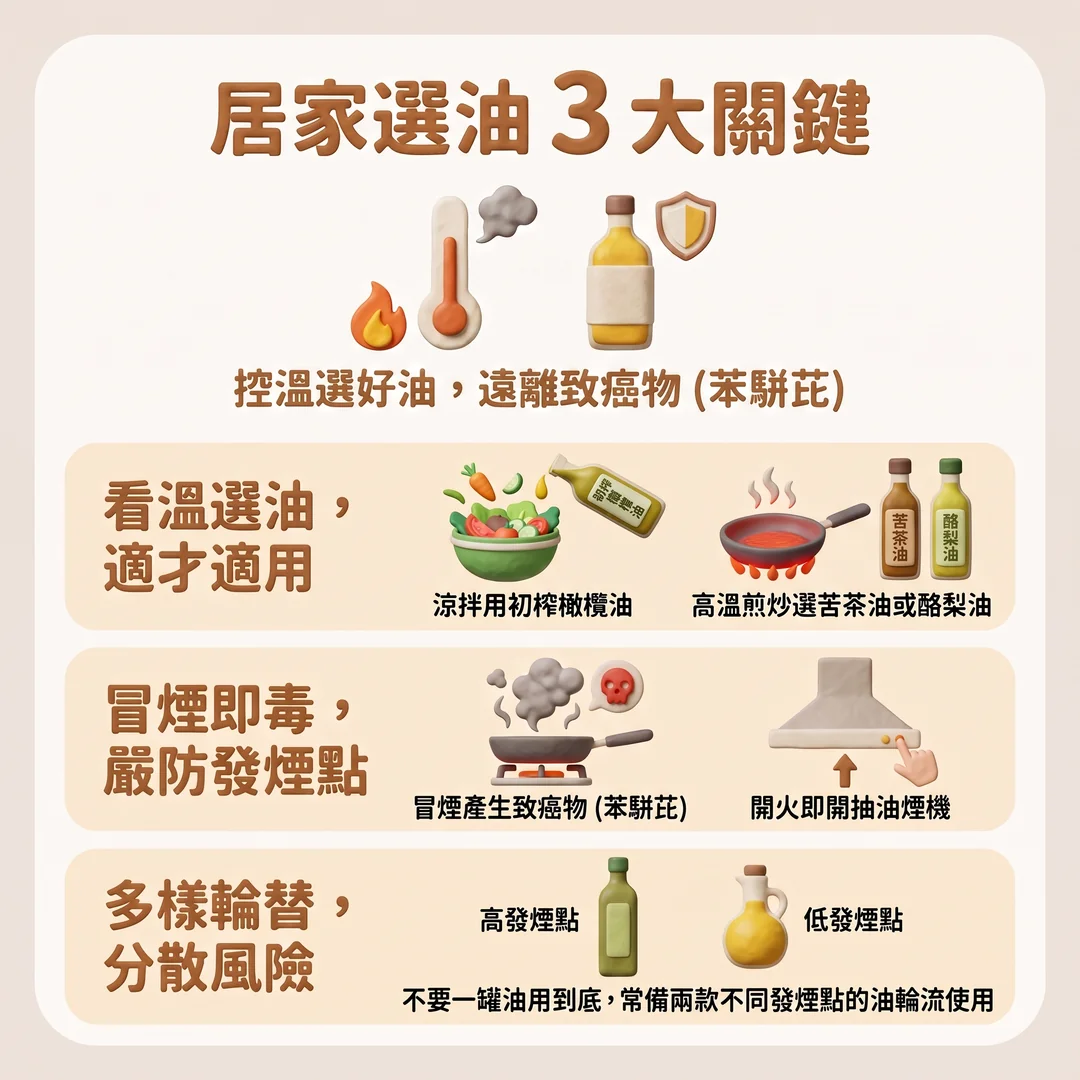 居家選油三大關鍵(圖/AI生成製圖)