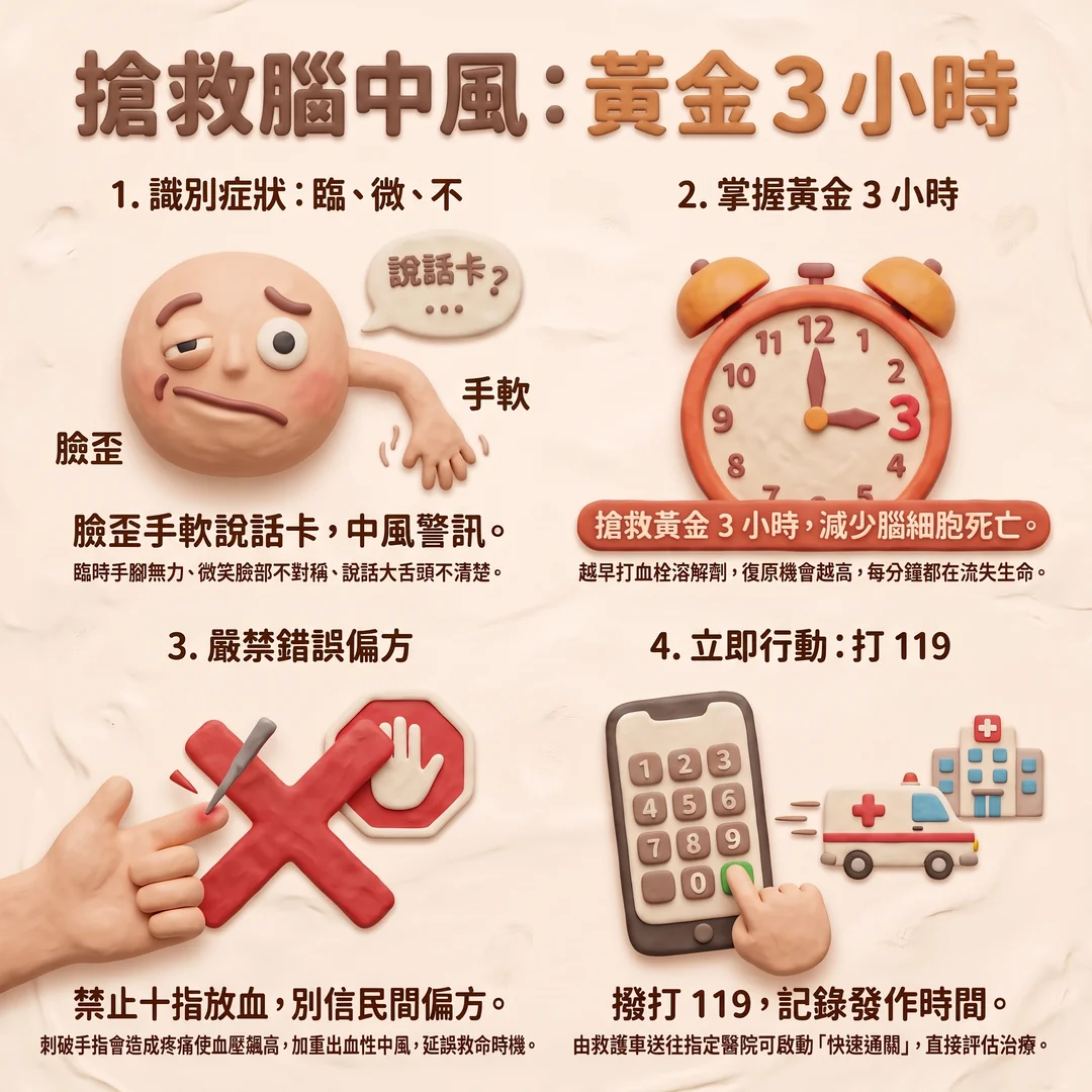 搶救腦中風黃金三小時(圖/AI生成製圖)