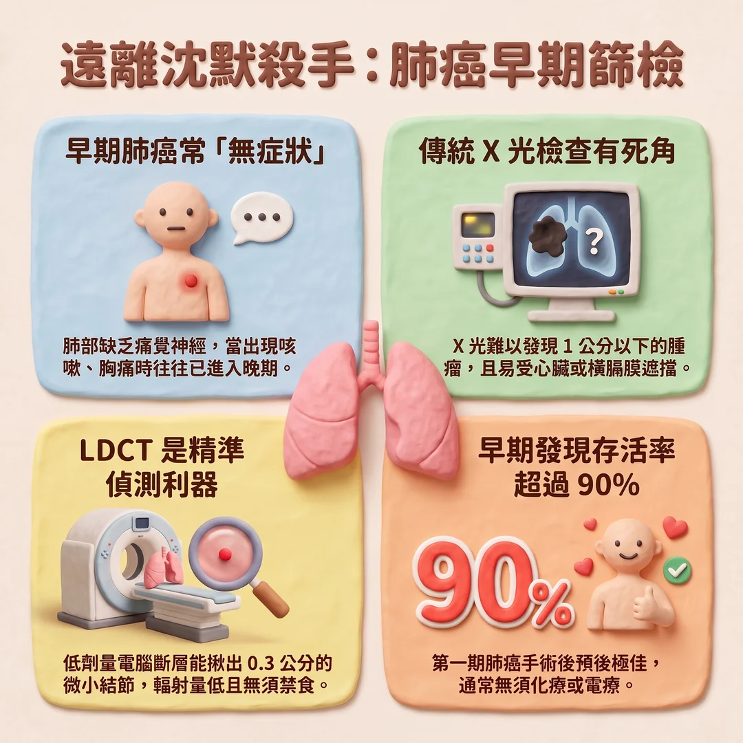 肺癌早期篩檢的重要性（圖／AI生成製圖）