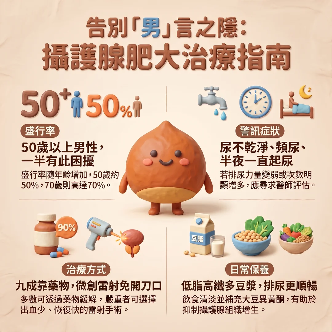 攝護腺肥大治療指南（圖／AI生成製圖）