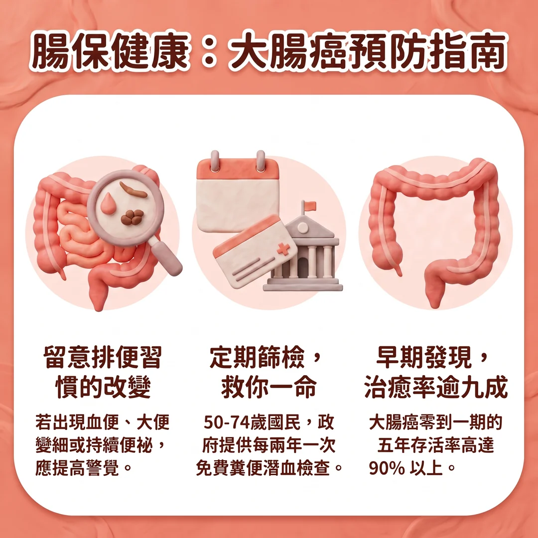 大腸癌預防健康指南（圖／AI生成製圖）