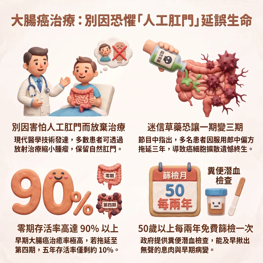大腸癌治療與篩檢指南（圖／AI生成製圖）