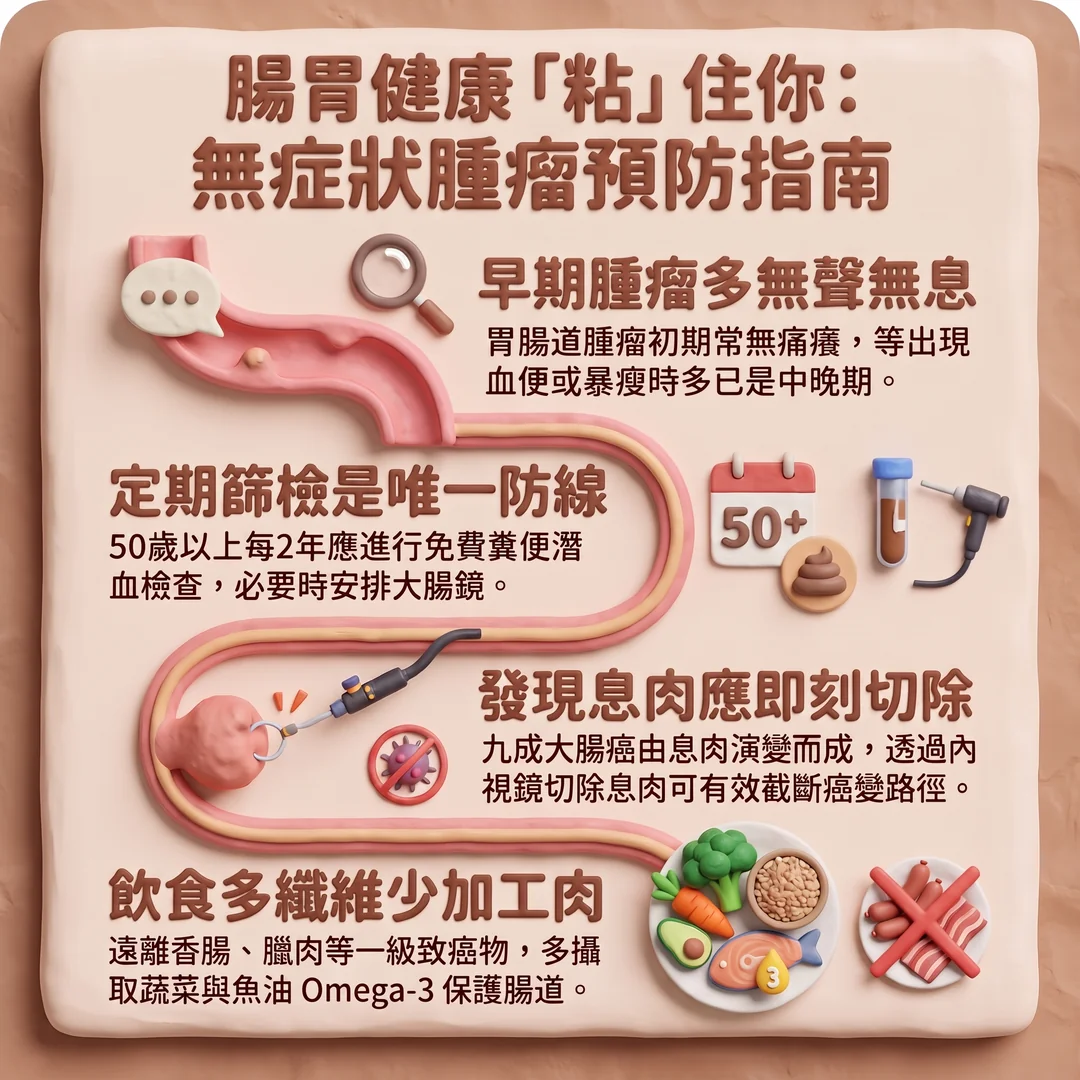 腸胃健康腫瘤預防指南（圖／AI生成製圖）