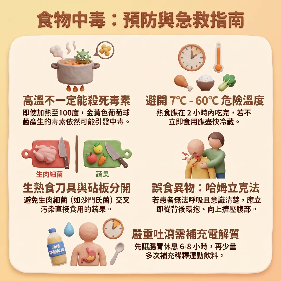 食物中毒預防與急救指南(圖/AI生成製圖)