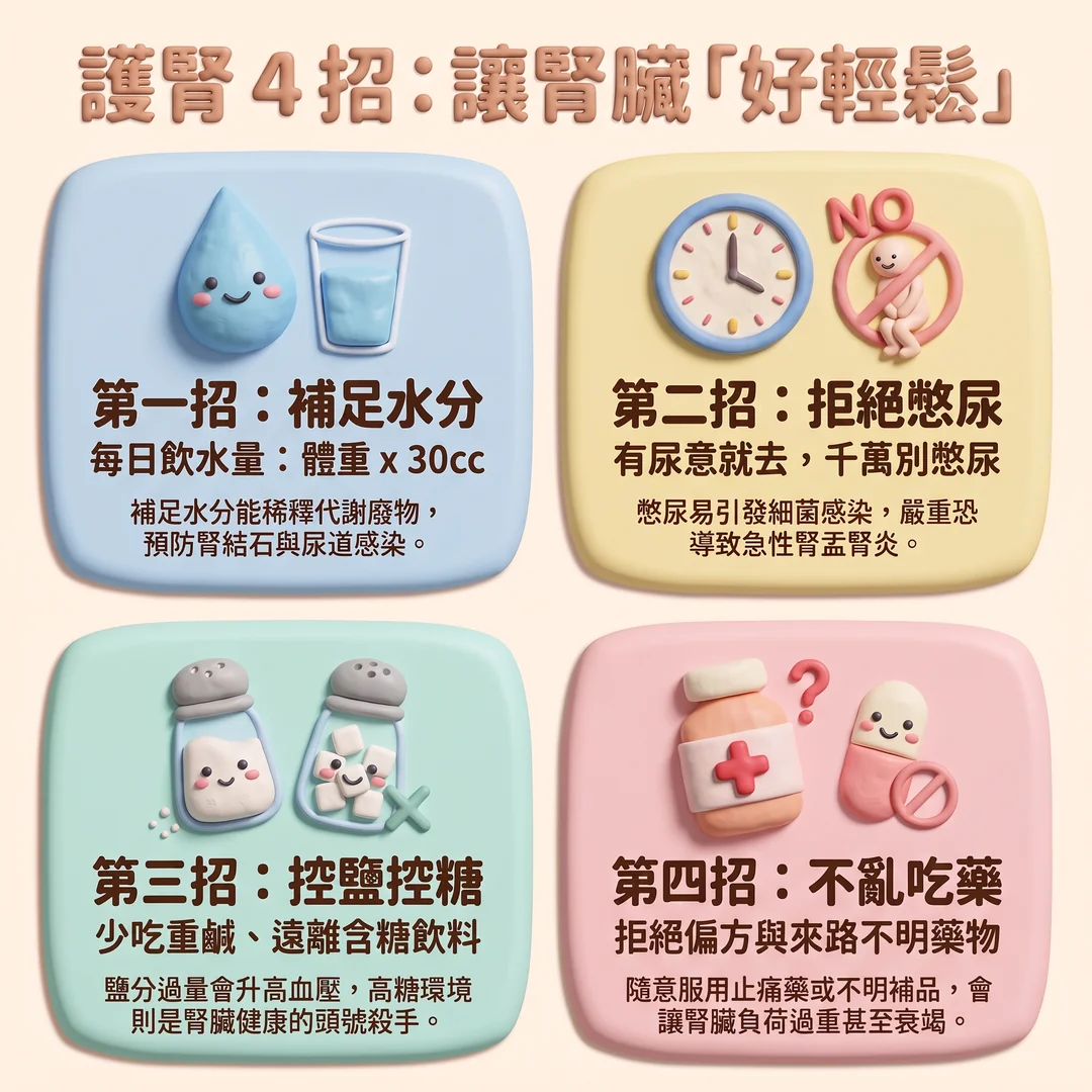 護腎四招健康建議(圖/AI生成製圖)