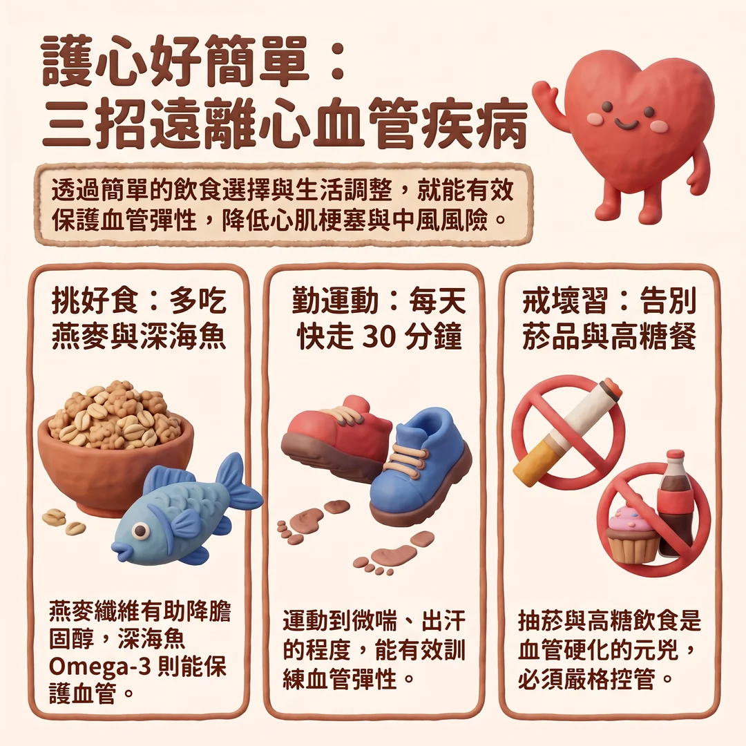 三招遠離心血管疾病(圖/AI生成製圖)