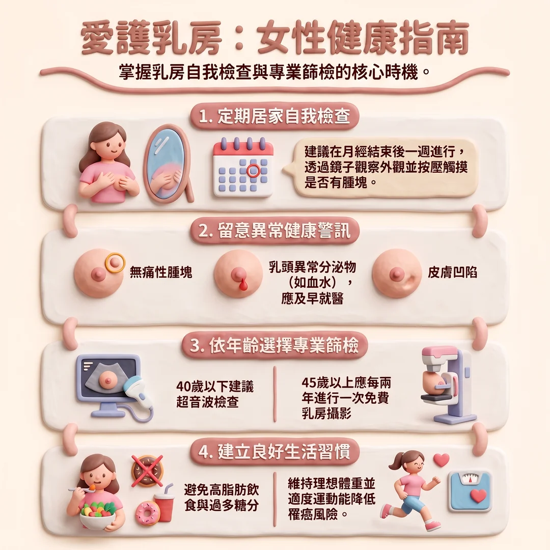 女性乳房健康指南（圖／AI生成製圖）