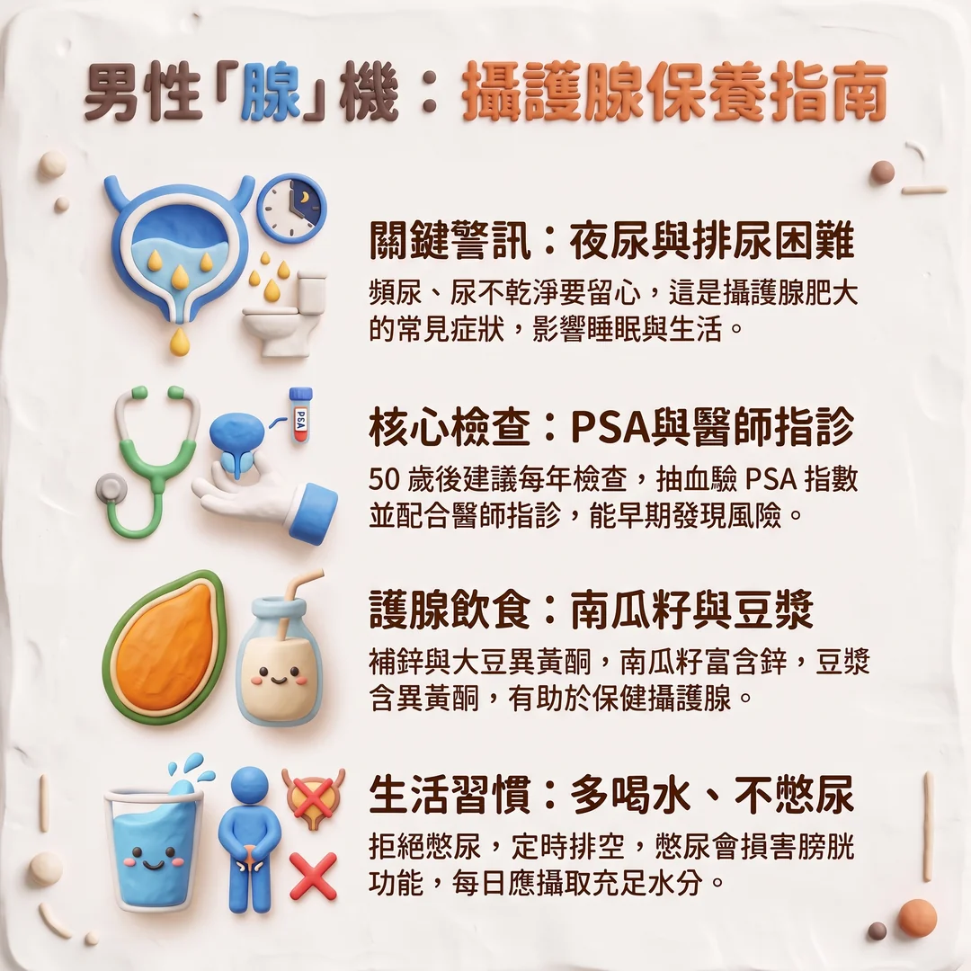 男性攝護腺保養指南（圖／AI生成製圖）