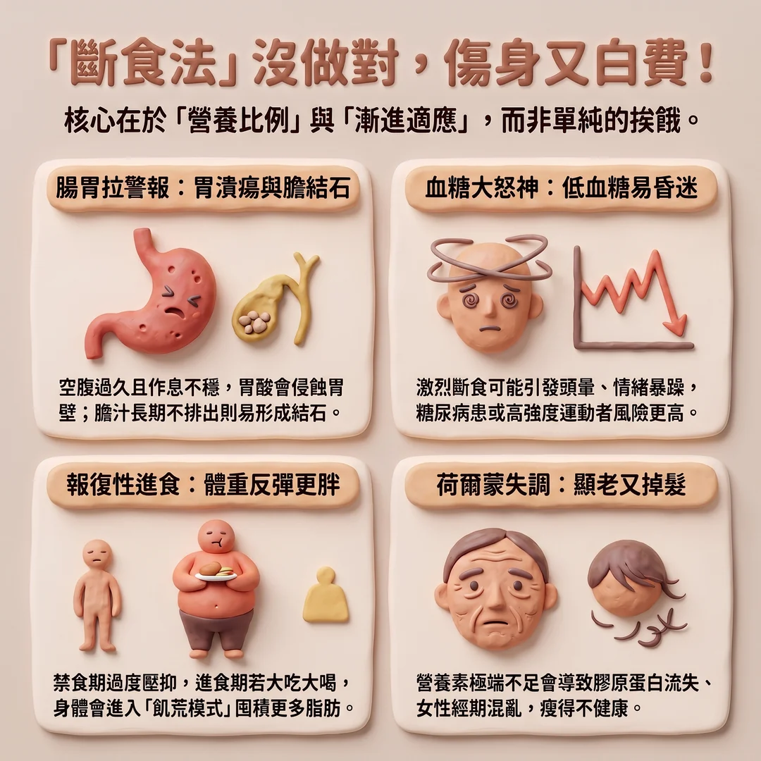 錯誤斷食的健康風險(圖/AI生成製圖)