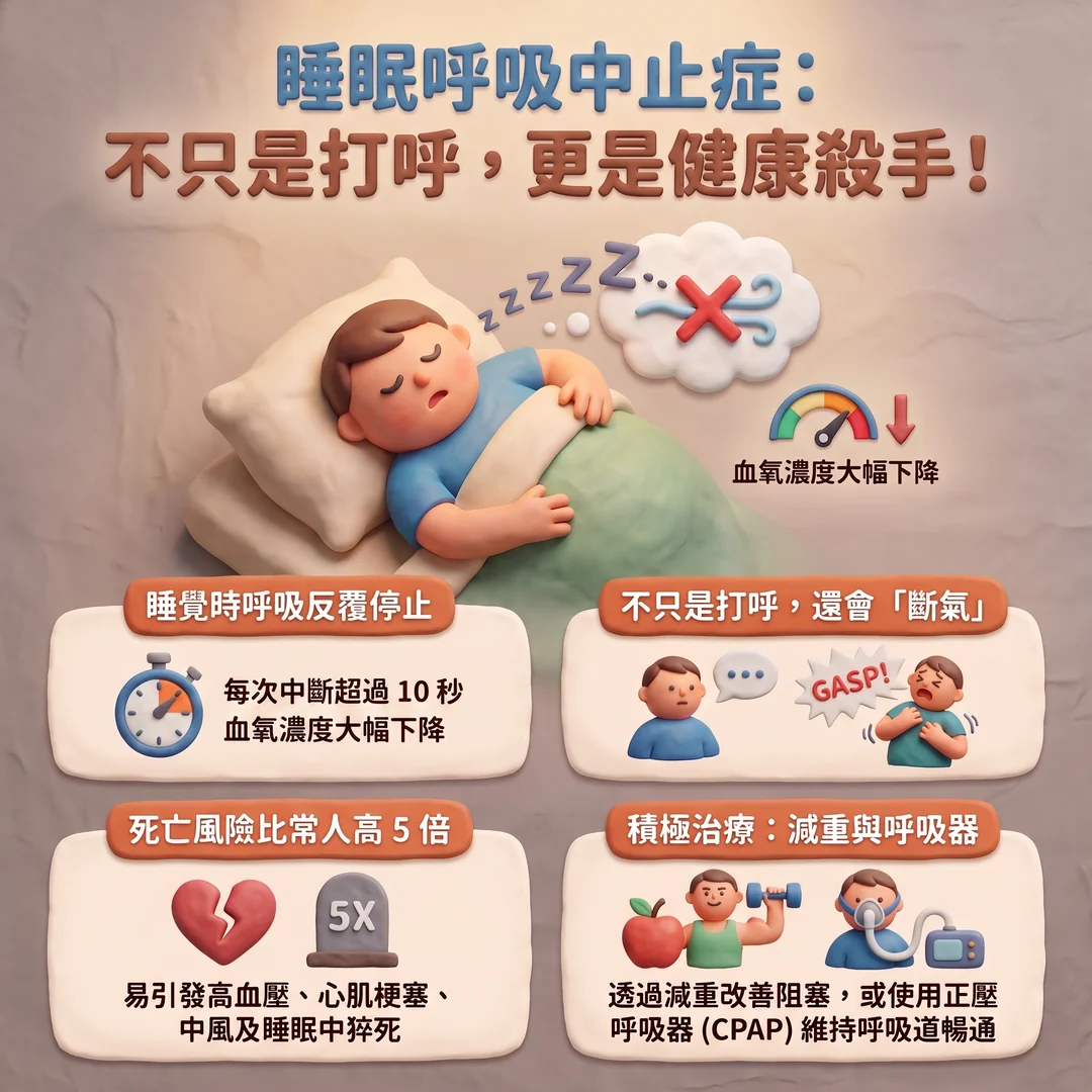 認識睡眠呼吸中止症(圖/AI生成製圖)