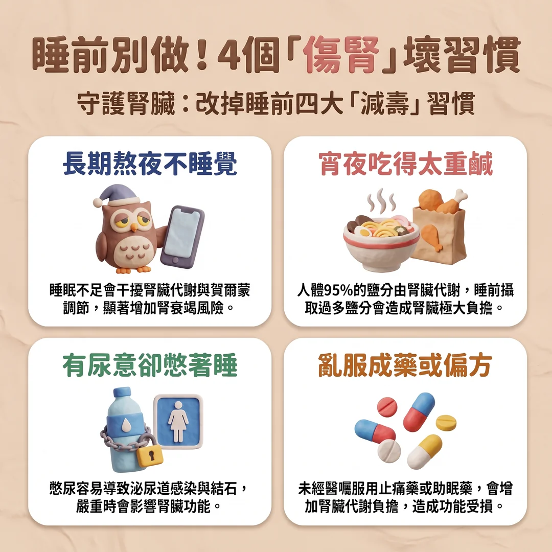 睡前別做傷腎壞習慣(圖/AI生成製圖)