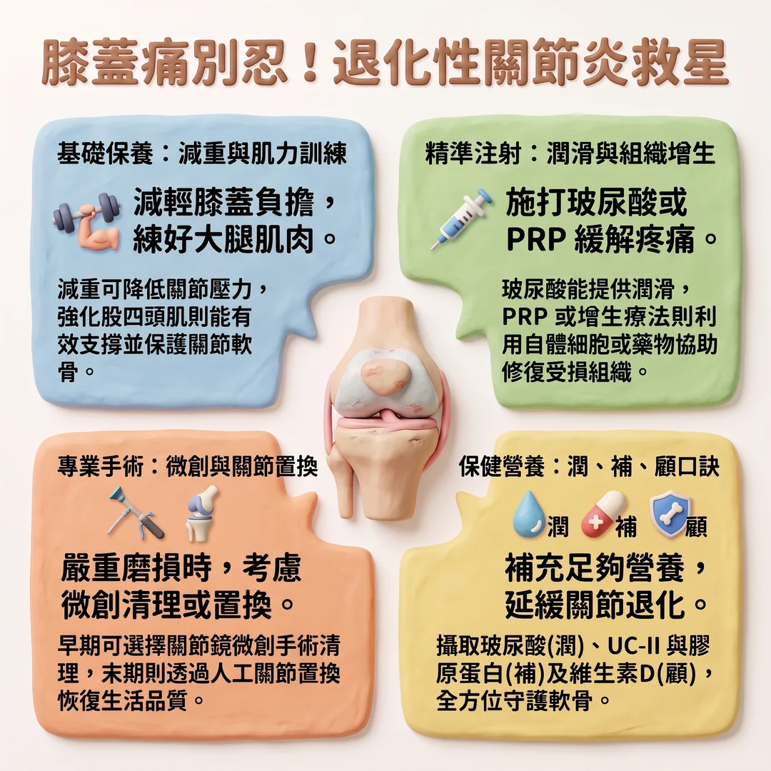 退化性關節炎治療指南(圖/AI生成製圖)