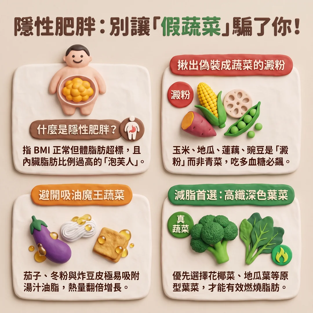 隱性肥胖與蔬菜挑選攻略(圖/AI生成製圖)