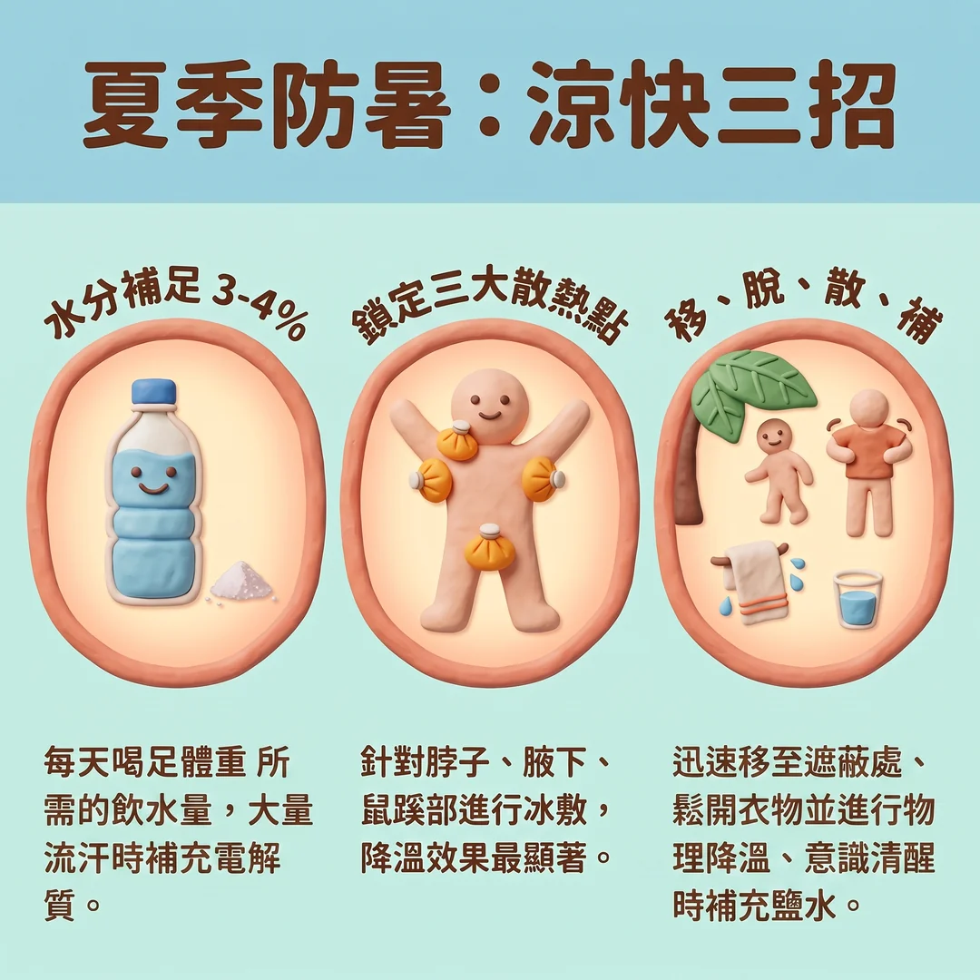 夏季防暑：涼快三招（圖／AI生成製圖）