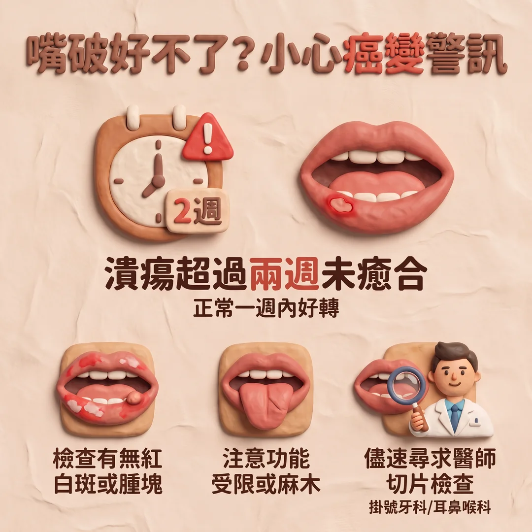 口腔潰瘍癌變警訊(圖/AI生成製圖)
