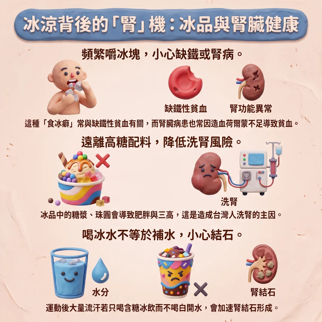 冰品與腎臟健康指南（圖／AI生成製圖）