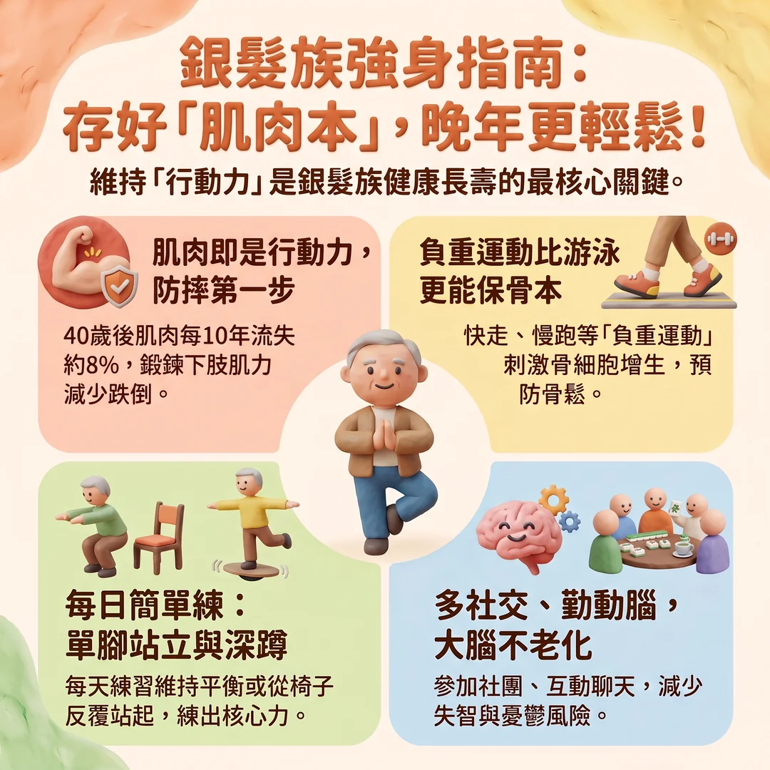 銀髮族強身指南（圖／AI生成製圖）
