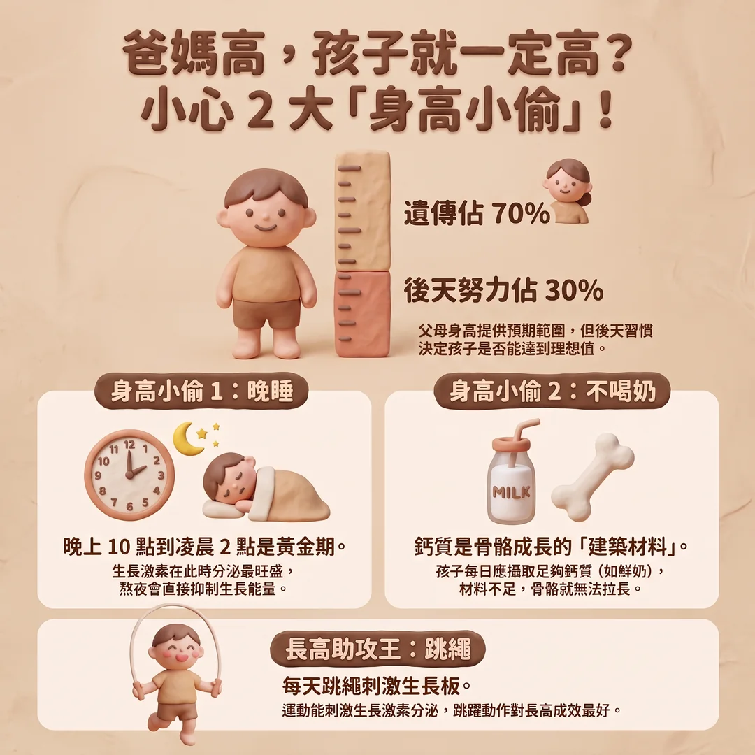 解析兒童<a href='/search/tags/長高/' target='_blank'>長高</a>的關鍵(圖/AI生成製圖)