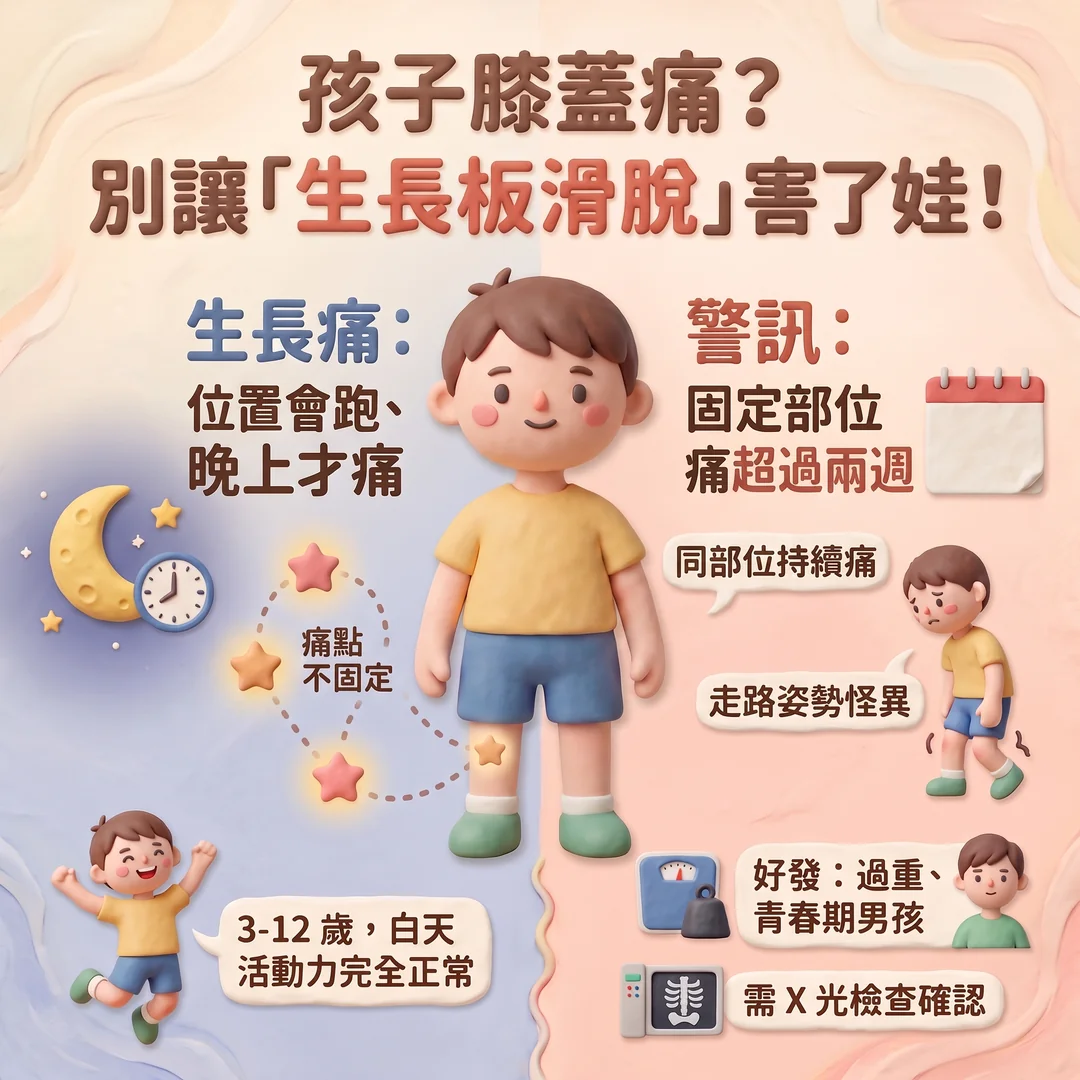 辨別孩子膝蓋疼痛警訊（圖／AI生成製圖）
