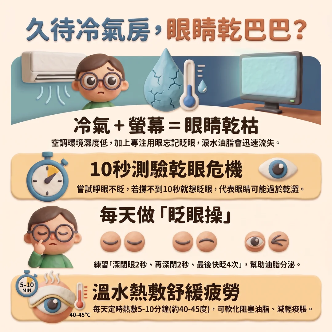 冷氣房護眼指南(圖/AI生成製圖)