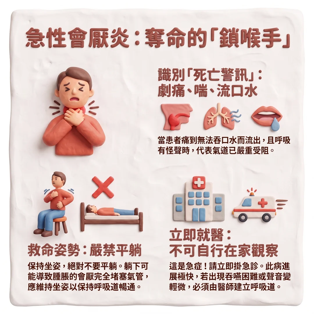急性會厭炎急救指南(圖/AI生成製圖)