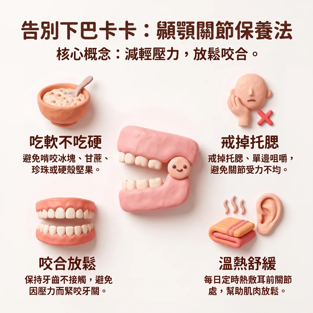 顳顎關節保養建議(圖/AI生成製圖)