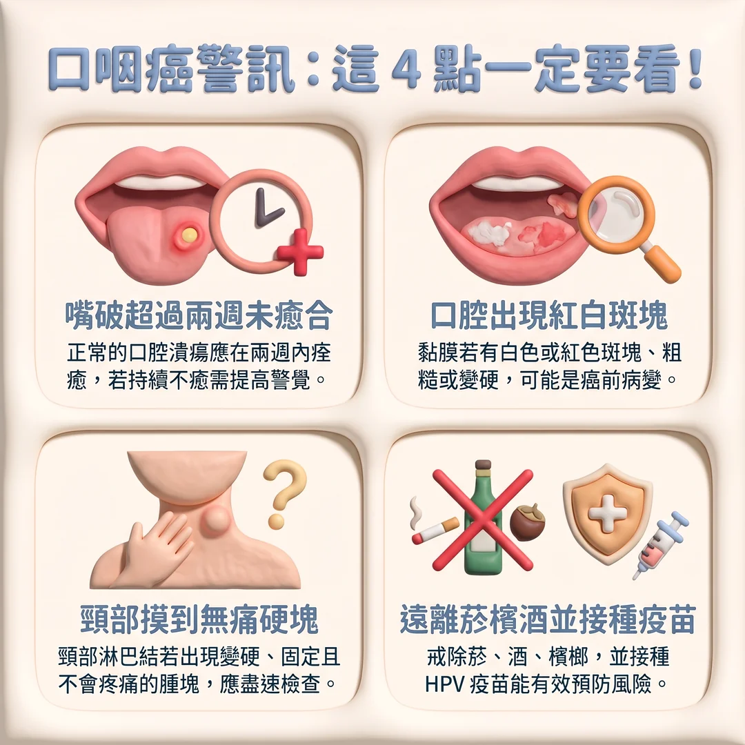 口咽癌四大警訊（圖／AI生成製圖）