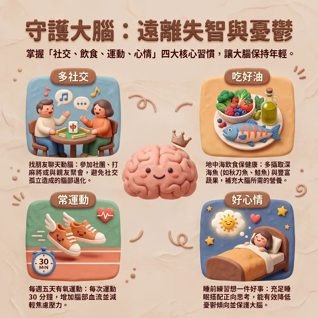 守護大腦預防失智憂鬱(圖/AI生成製圖)