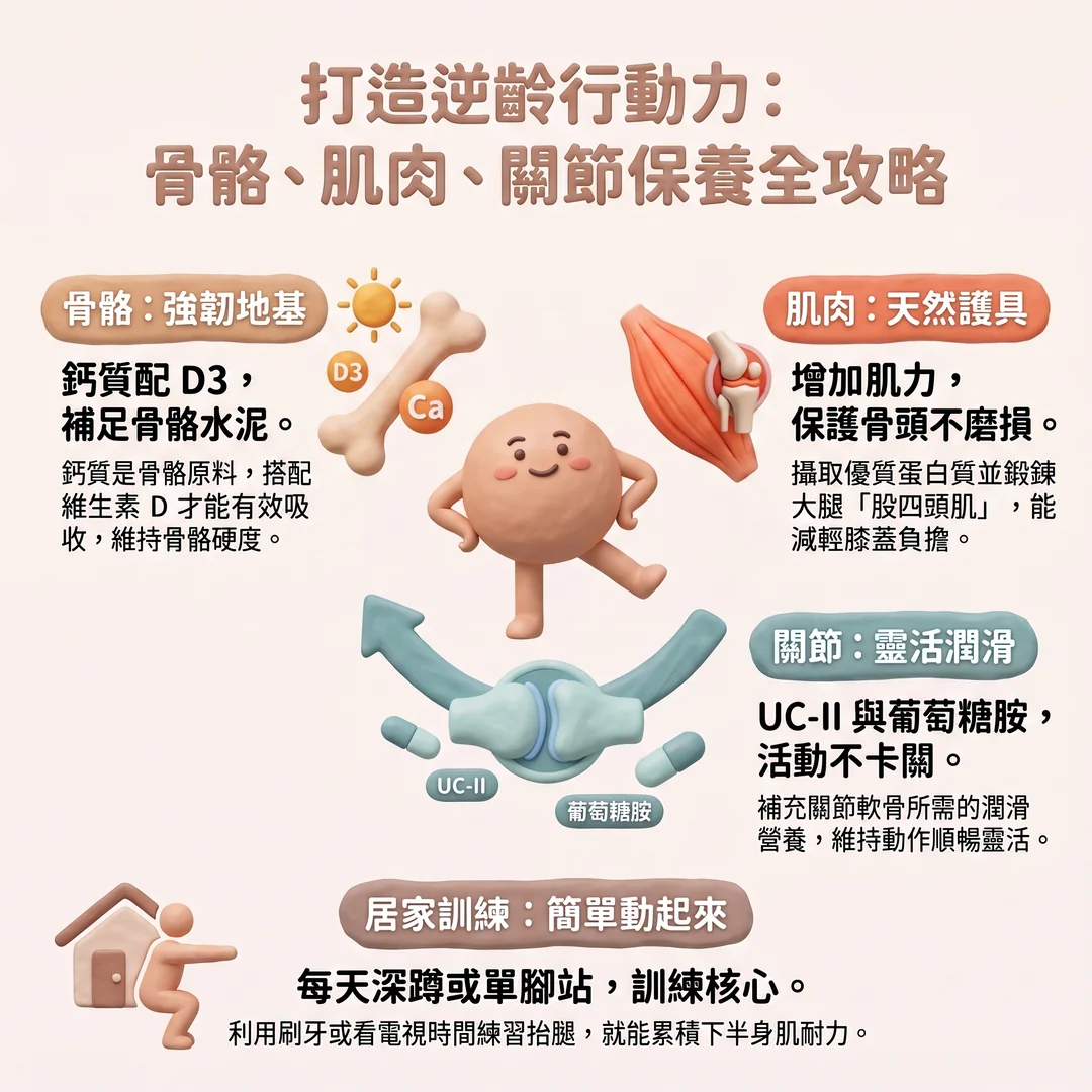 骨骼肌肉關節保養攻略(圖/AI生成製圖)