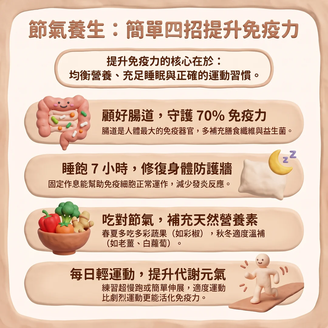 四招提升免疫力(圖/AI生成製圖)