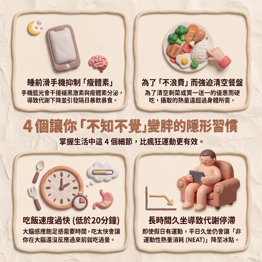 四個變胖的隱形習慣(圖/AI生成製圖)