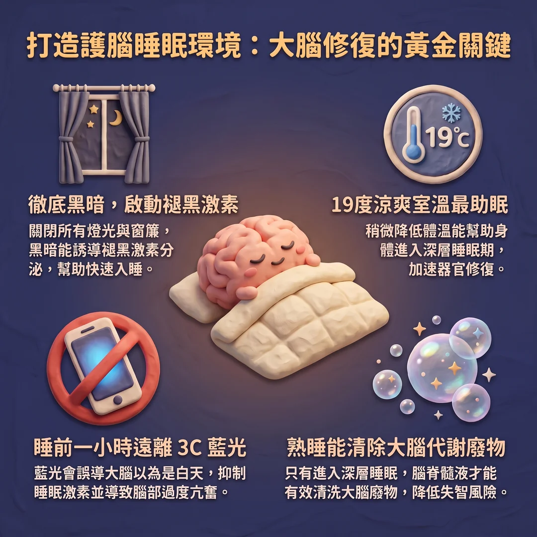 打造護腦睡眠環境關鍵(圖/AI生成製圖)