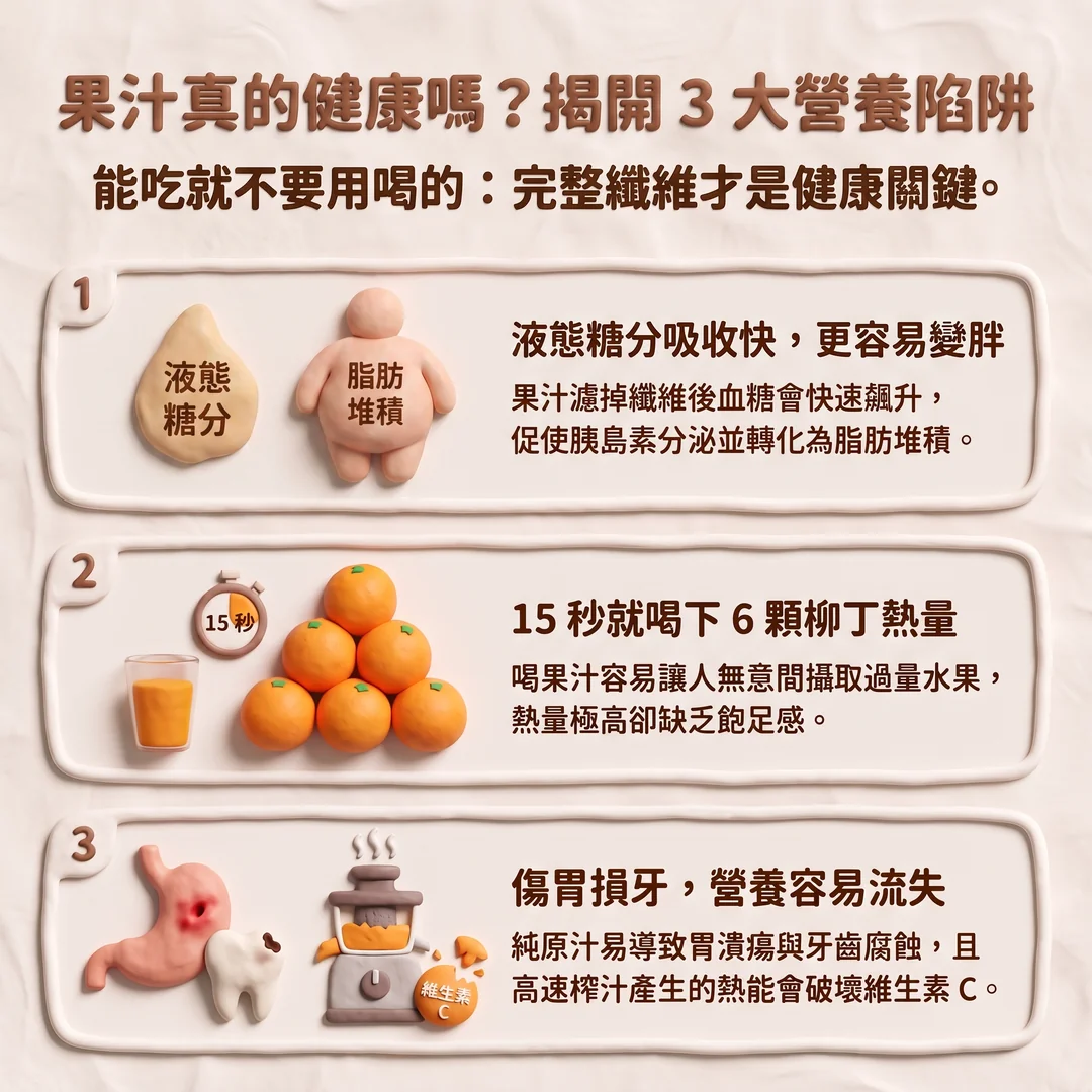 果汁的三大營養陷阱(圖/AI生成製圖)