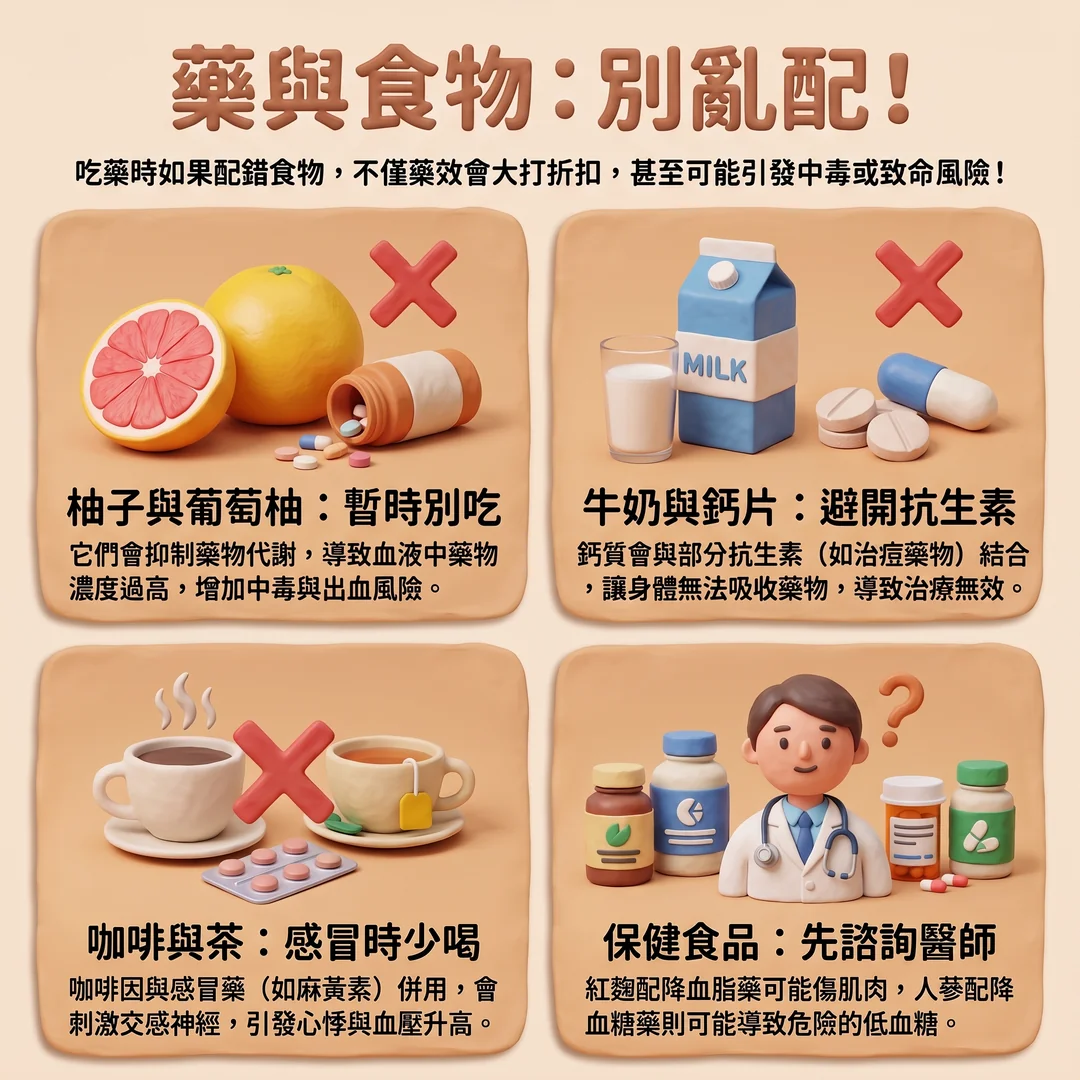 藥物與食物禁忌指南(圖/AI生成製圖)