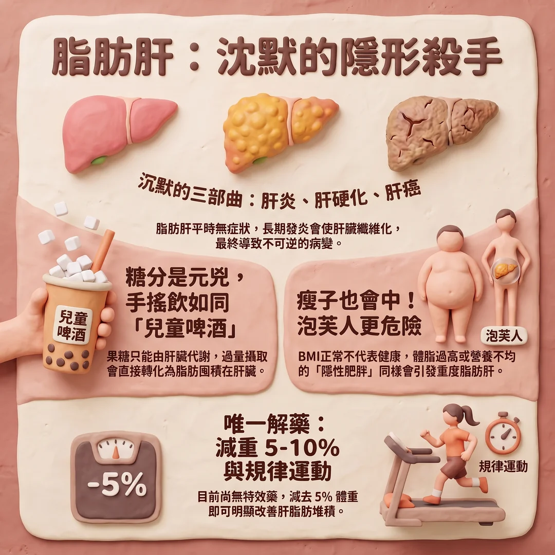 脂肪肝防治衛教資訊圖表(圖/AI生成製圖)